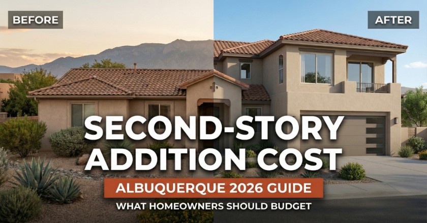Before and after second-story addition in Albuquerque